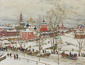Landscapes Painting - TROITSE SERGIYEVA LAVRA IN WINTER Konstantin Yuon cityscape city scenes